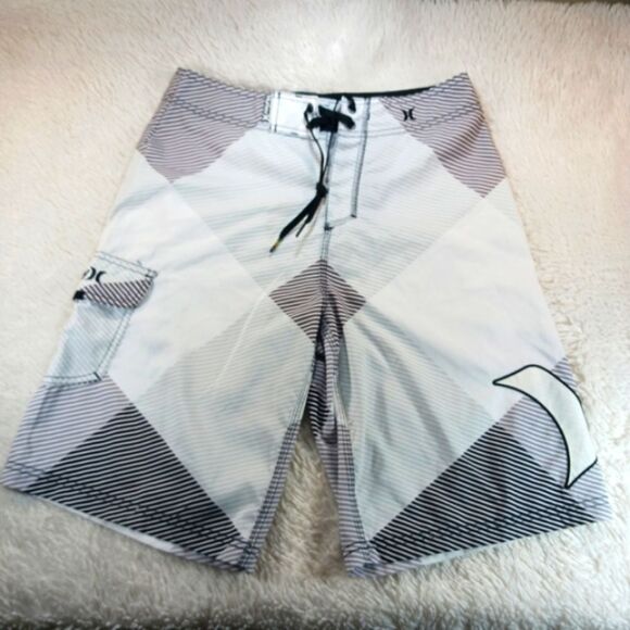 Hurley Mens 28 Boardshort White Black Grey Geometric Print. NWOT................ - Picture 4 of 8